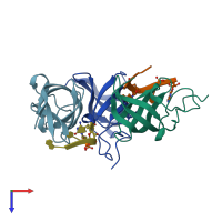 PDB entry 7f3i coloured by chain, top view.