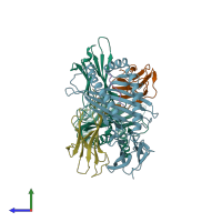 PDB entry 7f4w coloured by chain, side view.