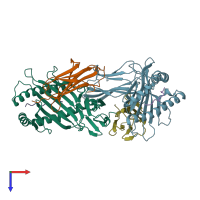 PDB entry 7f4w coloured by chain, top view.