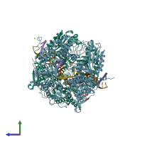 PDB entry 7f4y coloured by chain, side view.