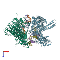 PDB entry 7f4y coloured by chain, top view.