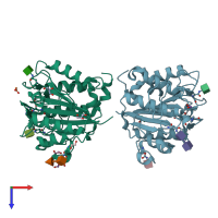 PDB entry 7f5j coloured by chain, top view.