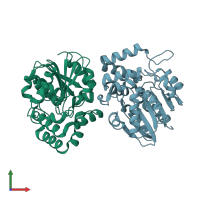 PDB entry 7f5w coloured by chain, front view.