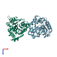 PDB entry 7f5w coloured by chain, top view.