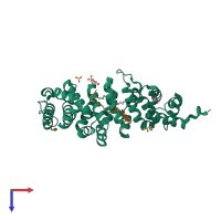 PDB entry 7f6m coloured by chain, top view.