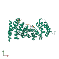 PDB entry 7f7o coloured by chain, front view.