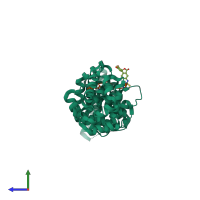 PDB entry 7f7o coloured by chain, side view.