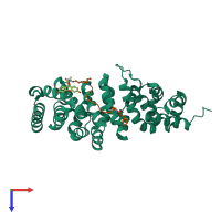PDB entry 7f7o coloured by chain, top view.