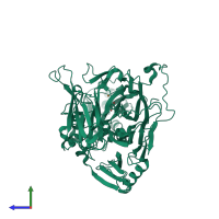 PDB entry 7f8k coloured by chain, side view.