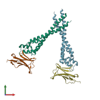 PDB entry 7f9m coloured by chain, front view.