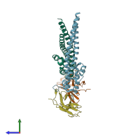 PDB entry 7f9m coloured by chain, side view.