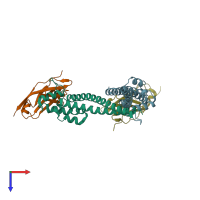 PDB entry 7f9m coloured by chain, top view.