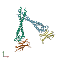 PDB entry 7f9n coloured by chain, front view.
