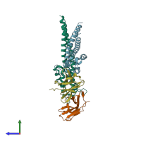 PDB entry 7f9n coloured by chain, side view.