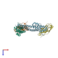 PDB entry 7f9n coloured by chain, top view.