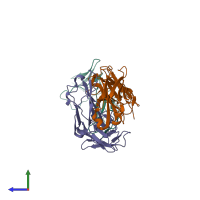 PDB entry 7f9w coloured by chain, side view.