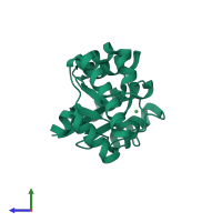 PDB entry 7fbw coloured by chain, side view.
