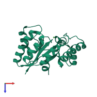 PDB entry 7fbw coloured by chain, top view.