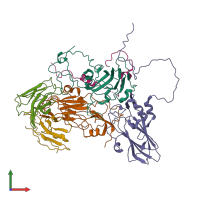 PDB entry 7fei coloured by chain, front view.