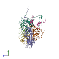 PDB entry 7fei coloured by chain, side view.