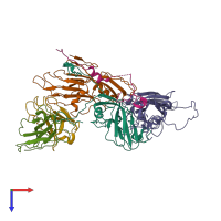 PDB entry 7fei coloured by chain, top view.