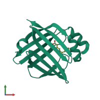 Monomeric assembly 1 of PDB entry 7fg5 coloured by chemically distinct molecules, front view.
