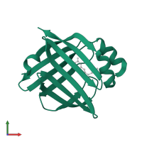 Fatty acid-binding protein, heart in PDB entry 7fg5, assembly 1, front view.