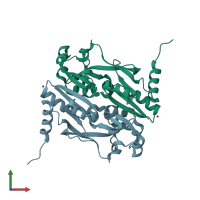 PDB entry 7fib coloured by chain, front view.