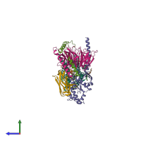 PDB entry 7fiy coloured by chain, side view.