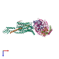 PDB entry 7fiy coloured by chain, top view.