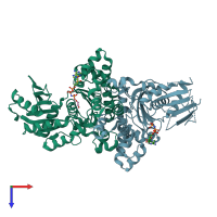 PDB entry 7fja coloured by chain, top view.