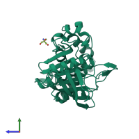 PDB entry 7fre coloured by chain, side view.