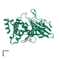 PDB entry 7fre coloured by chain, top view.