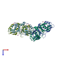 PDB entry 7fsg coloured by chain, top view.