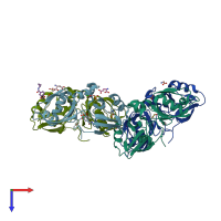 PDB entry 7fsh coloured by chain, top view.