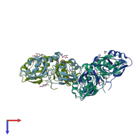 PDB entry 7fsi coloured by chain, top view.