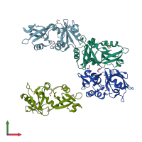 PDB entry 7fsj coloured by chain, front view.