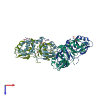 PDB entry 7fsj coloured by chain, top view.