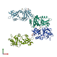 PDB entry 7fsk coloured by chain, front view.