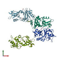 PDB entry 7fsl coloured by chain, front view.