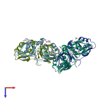 PDB entry 7fsm coloured by chain, top view.