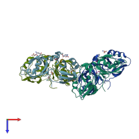 PDB entry 7fsn coloured by chain, top view.