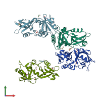 PDB entry 7fsp coloured by chain, front view.