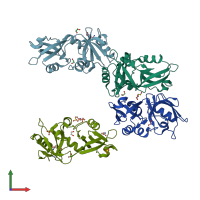PDB entry 7fsr coloured by chain, front view.
