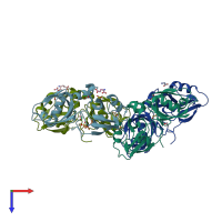 PDB entry 7fsr coloured by chain, top view.