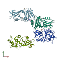 PDB entry 7fss coloured by chain, front view.