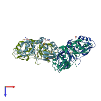 PDB entry 7fss coloured by chain, top view.
