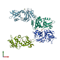 PDB entry 7fst coloured by chain, front view.