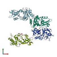 PDB entry 7fsu coloured by chain, front view.