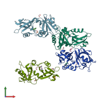 PDB entry 7fsv coloured by chain, front view.